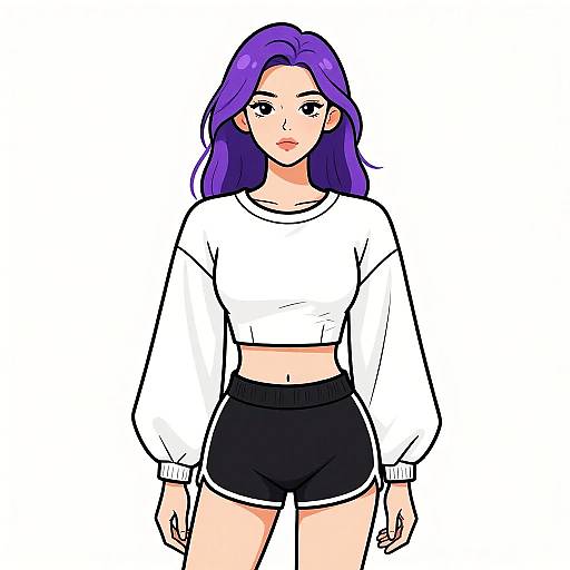 Athletic Woman in White Crop Top and Black Shorts