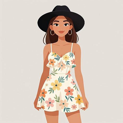 Boho Chic Woman in Floral Dress