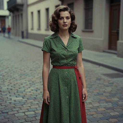 Ethnic Woman on Cobblestone Street