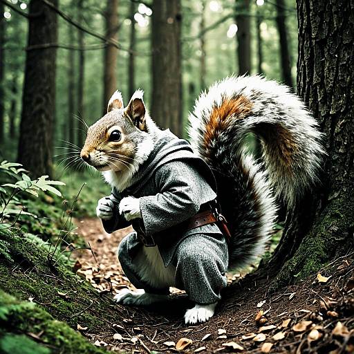 Anthropomorphic Squirrel Thief in Medieval Outfit