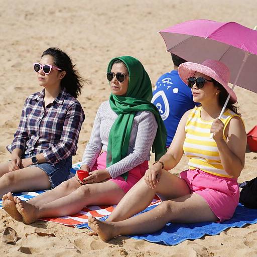 Colorful Beach Gathering of Women