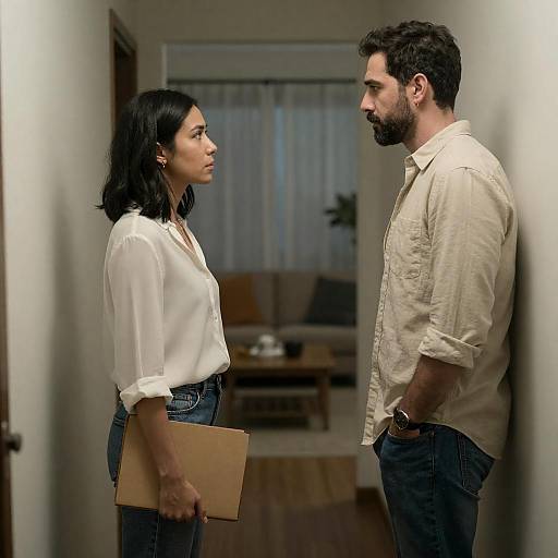 Tense Hallway Confrontation Movie Poster Style