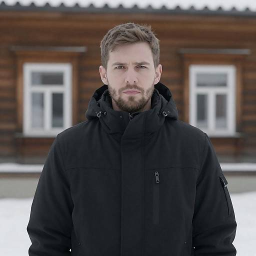 Serious Man in Winter Coat Portrait