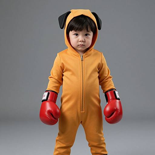 Realistic Baby Boy in Boxer Costume