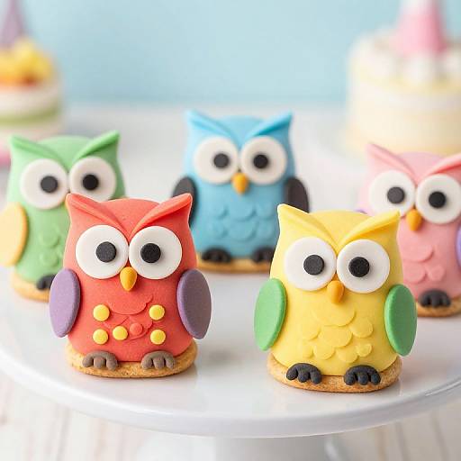Whimsical Owl-Themed Fondant Treats