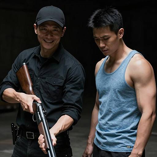 Dark Encounter: Two Contrasting Figures