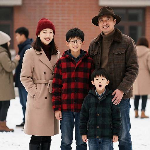 Joyful Family Portrait in Winter Gear