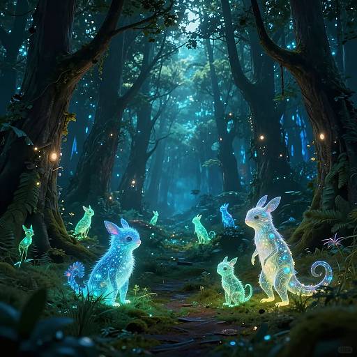 Mystical AI Forest with Bioluminescence