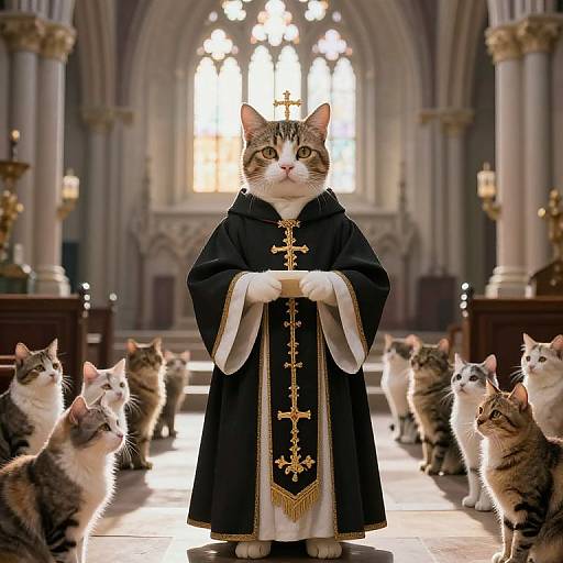 Bishop Cat in Gothic Sunrise