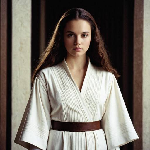 Woman in White Robe with Brown Belt