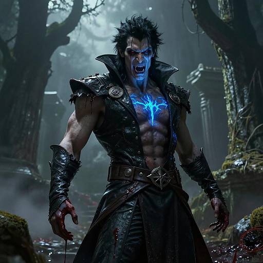 Muscular Vampire in Eerie Forest