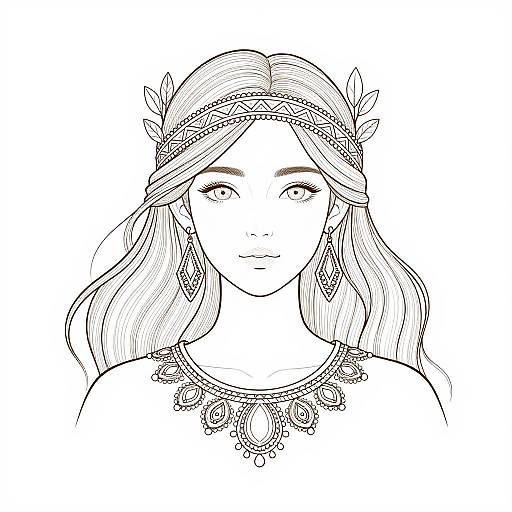 Elegant Line Art Woman Portrait
