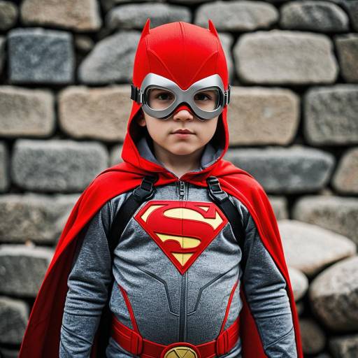 Boy in Red Superhero Costume