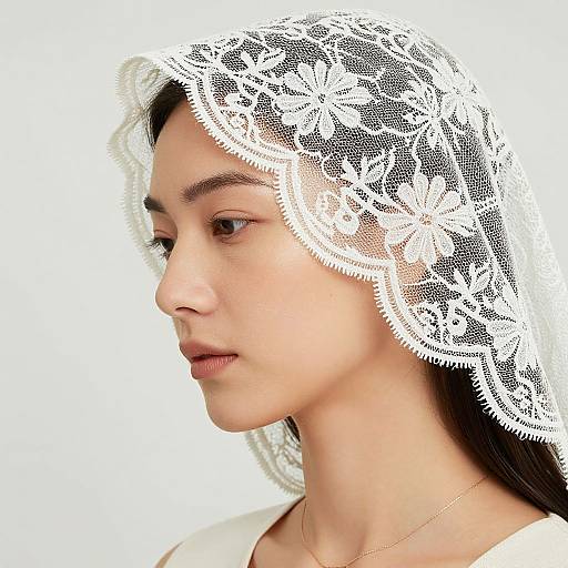 Elegant Lace Headscarf with Florals