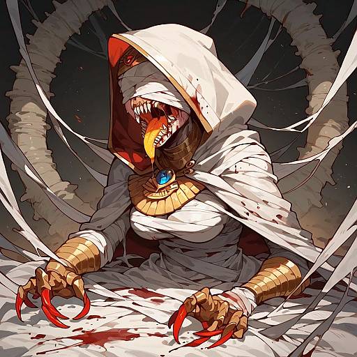 Horrific Mummy Girl in a Tomb