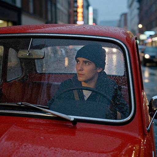 Rainy Night Cityscape with Radio