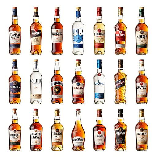 Colorful Digital Collage of Liquor Bottles