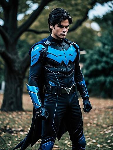 Nightwing Costume with Wings Outdoors