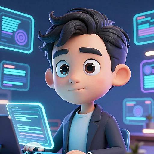 Quirky AI Assistant Caricature