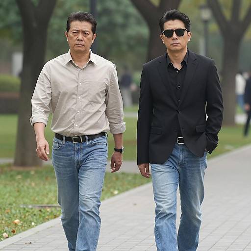 Two Men Strolling in a Park
