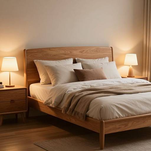 Cozy Wooden Bedroom with Soft Lighting