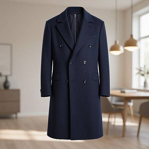 Elegant Navy Double-Breasted Pant Coat