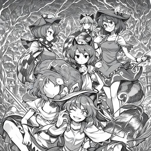 Monochrome Portrait of Six Girls