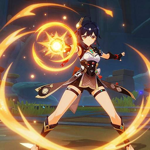Genshin Impact Girl Casting Spell