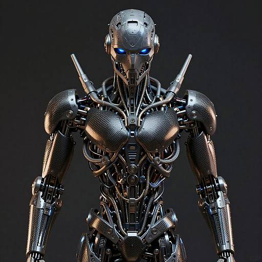 Detailed Biomechanical Cyberpunk Robot