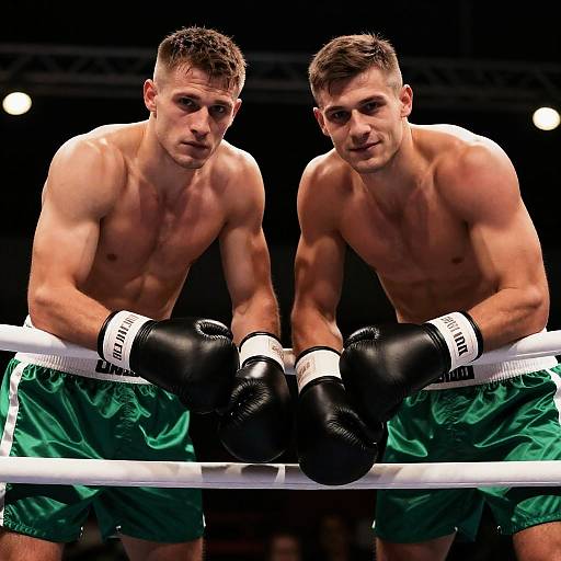 Intense Boxing Duo in Dark Arena