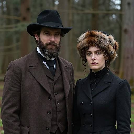 Victorian Couple in a Forest Setting