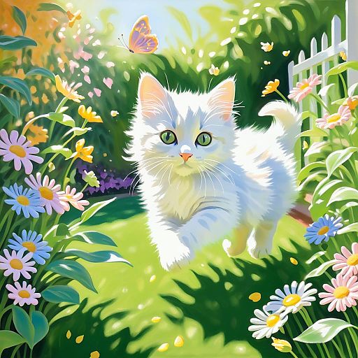 Playful Kitten in a Dreamy Garden Playful Kitten in a Dreamy Garden