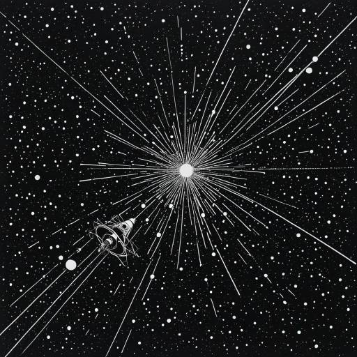 Line Art Cosmic Star Cluster with Satellite