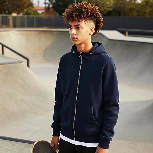 Curly Mohawk Teen in Skate Park