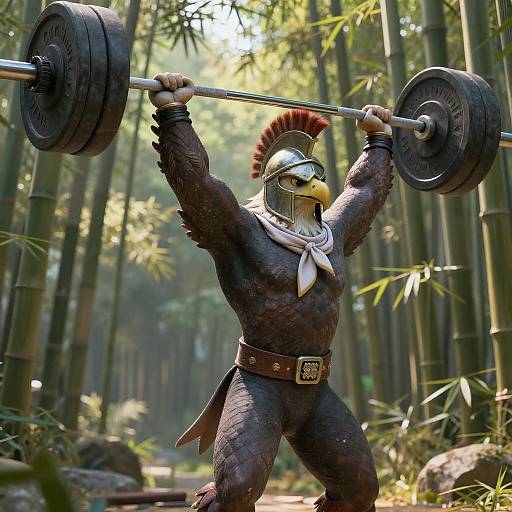 Eagle Weightlifter in Bamboo Forest