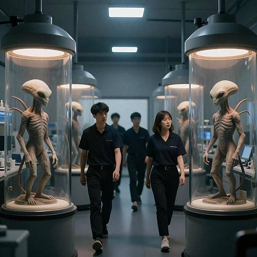 Eerie Laboratory with Alien Creatures