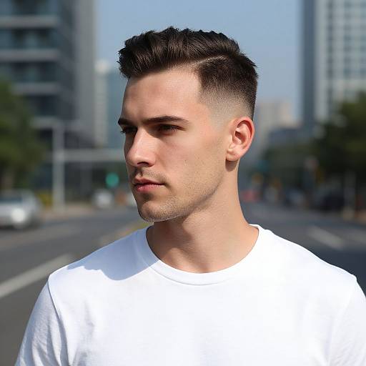 Fit European Man with Curtain Haircut