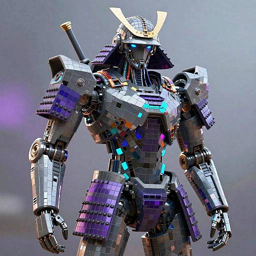 Futuristic Samurai Robot Mosaic