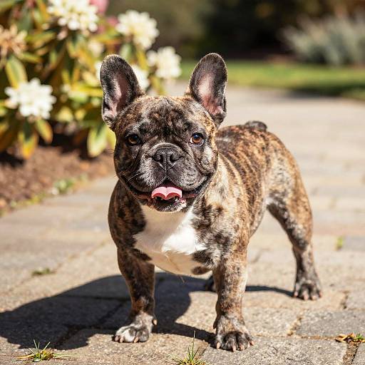 Sunlit Playful Brindle French Bulldog Puppy