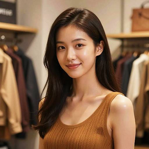 Young Woman in Autumn Fashion at Clothing Store