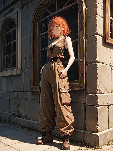Confident Redhead in Fashionable Jumpsuit