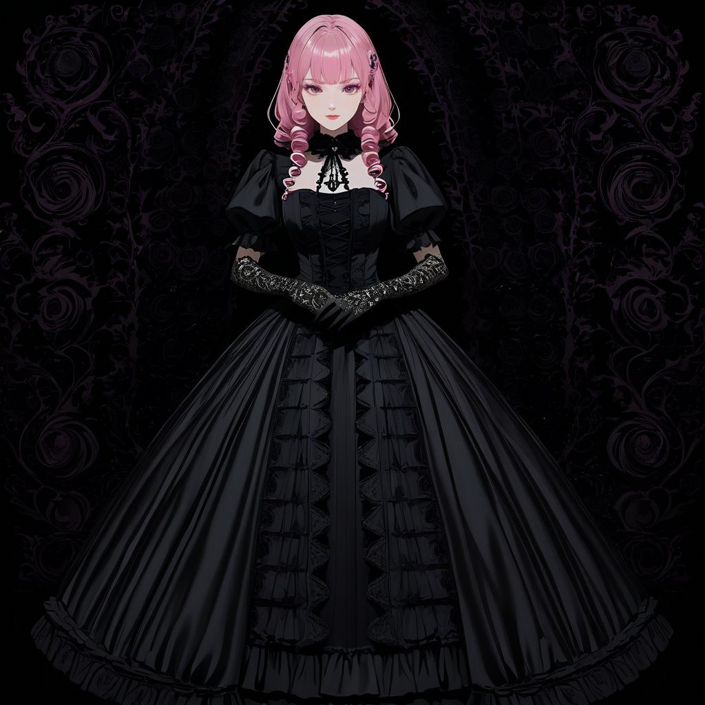 Elegant Gothic Aristocrat with Pink Hair