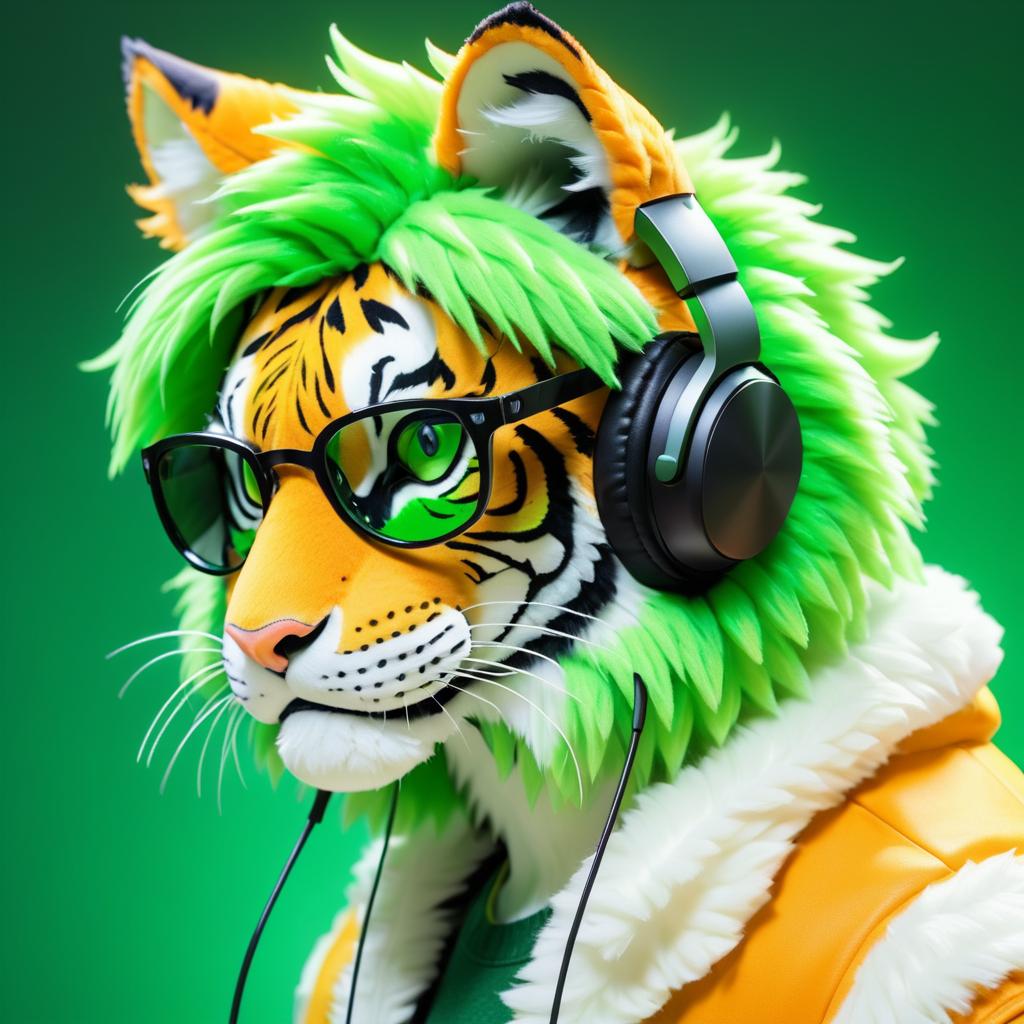 Vibrant Anthropomorphic Tiger in Profile