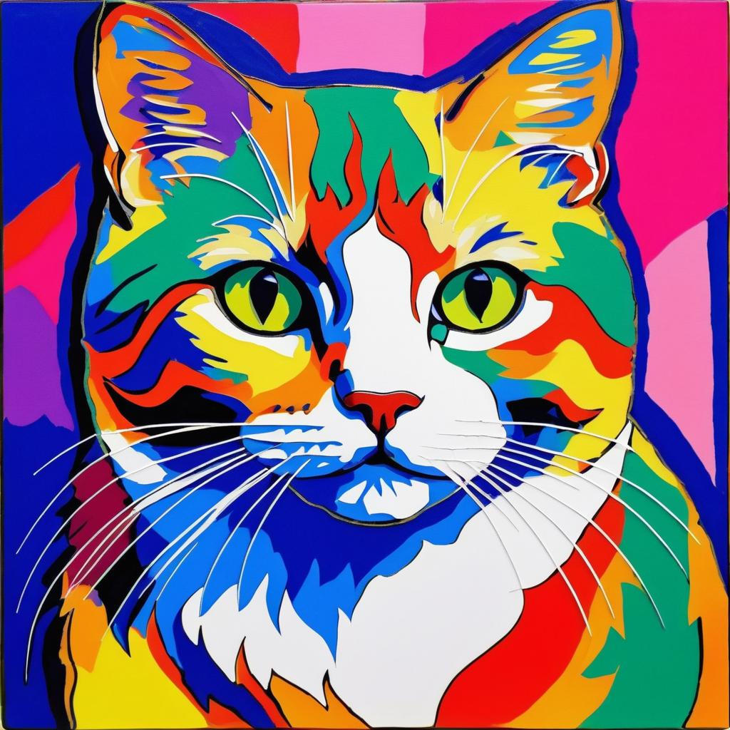 Vibrant Cat Portrait in Fauvist Style