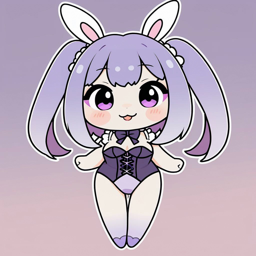 Chibi Bunny Girl with Purple Hair