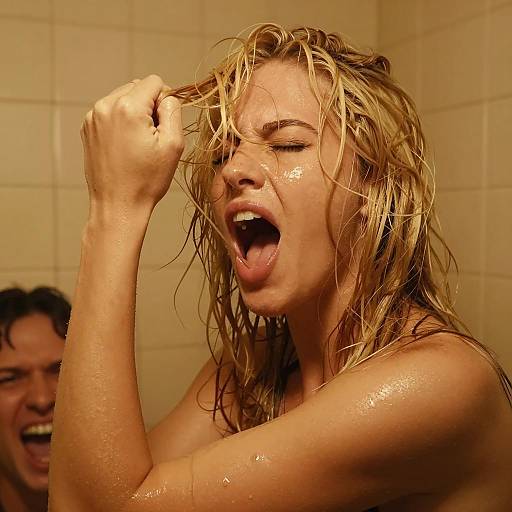Tangled Hair and Intense Expression