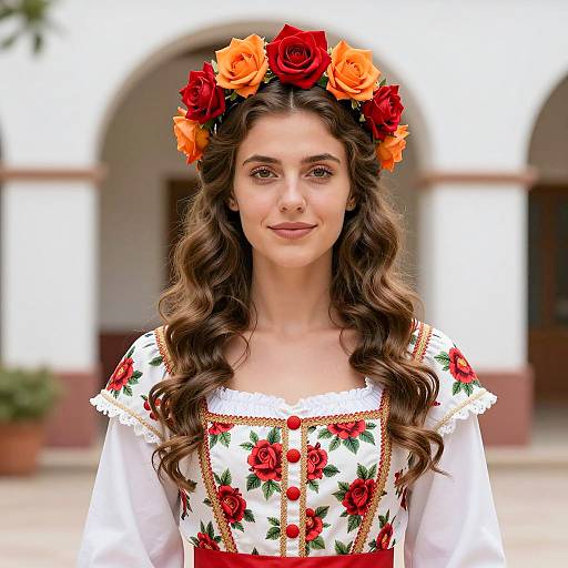 Photorealistic Spanish Rose Costume Portrait