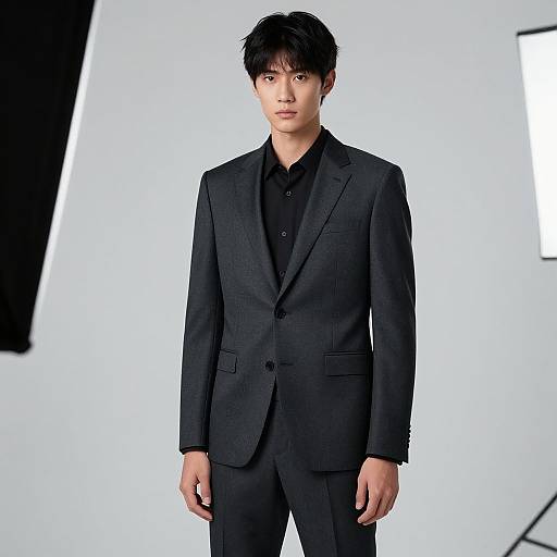 Elegant Male Model in Charcoal Suit