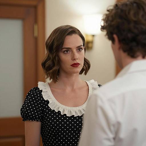 Elegant Woman in Polka Dot Dress