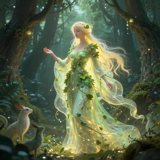 Ethereal Forest Guardian with Woodland Creatures